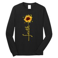 Faith Cross Sunflower Butterflies Flowers Christians Flora Long Sleeve Shirt