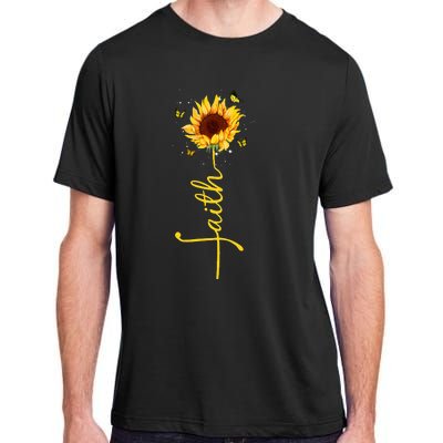 Faith Cross Sunflower Butterflies Flowers Christians Flora Adult ChromaSoft Performance T-Shirt