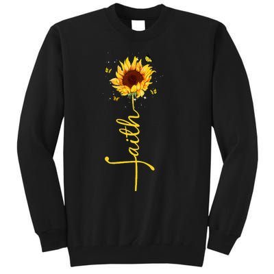 Faith Cross Sunflower Butterflies Flowers Christians Flora Tall Sweatshirt