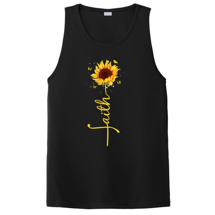 Faith Cross Sunflower Butterflies Flowers Christians Flora PosiCharge Competitor Tank