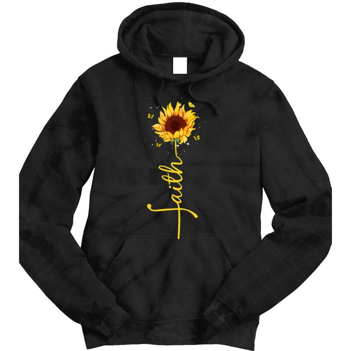 Faith Cross Sunflower Butterflies Flowers Christians Flora Tie Dye Hoodie