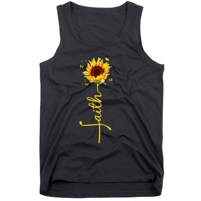 Faith Cross Sunflower Butterflies Flowers Christians Flora Tank Top