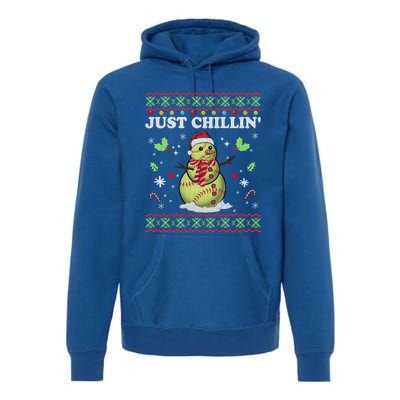 Funny Chillin Snow Softball Ball Ugly Christmas Sweater Cool Gift Premium Hoodie