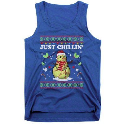 Funny Chillin Snow Softball Ball Ugly Christmas Sweater Cool Gift Tank Top