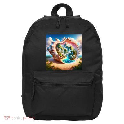 Fantasy Cute Seashell Hidden Landscape 16 in Basic Backpack