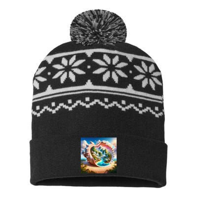 Fantasy Cute Seashell Hidden Landscape USA-Made Snowflake Beanie