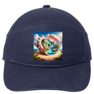 Fantasy Cute Seashell Hidden Landscape 7-Panel Snapback Hat