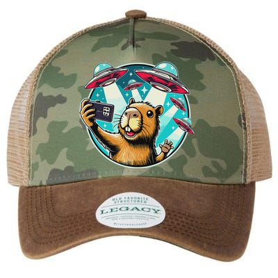 Funny Capybara Selfie With Ufos Legacy Tie Dye Trucker Hat