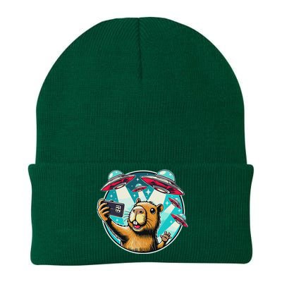 Funny Capybara Selfie With Ufos Knit Cap Winter Beanie