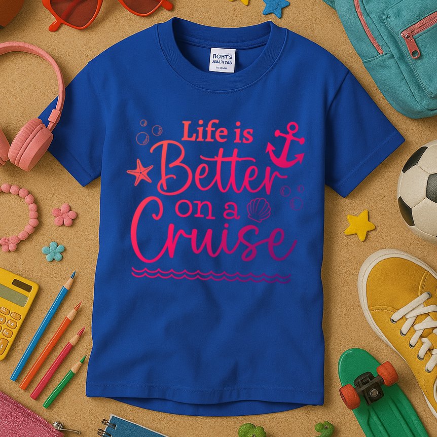 Family Cruise Ship Life Is Better On A Cruise Ship Vacation Funny Gift Kids T-Shirt