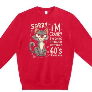 Fun Cat Sorry IM Cranky IM Going Through My Terrible 60S Premium Crewneck Sweatshirt