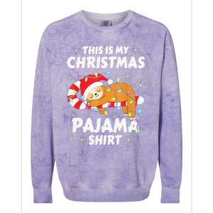 Funny Cute Sloth Xmas This Is My Christmas Pajama Colorblast Crewneck Sweatshirt