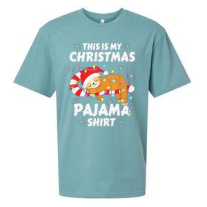 Funny Cute Sloth Xmas This Is My Christmas Pajama Sueded Cloud Jersey T-Shirt