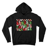 Funny Christmas Santas Favorite Teacher Xmas Retro Pajama Hoodie