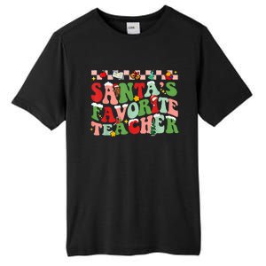 Funny Christmas Santas Favorite Teacher Xmas Retro Pajama Tall Fusion ChromaSoft Performance T-Shirt