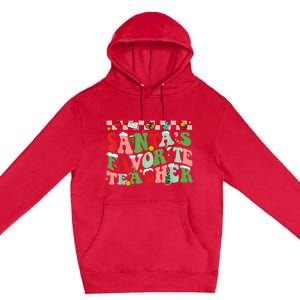 Funny Christmas Santas Favorite Teacher Xmas Retro Pajama Premium Pullover Hoodie