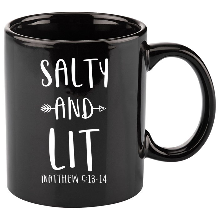 Funny Christian Salty And Lit Cool Gift Bible Matthew 11oz C Handle Ceramic Mug
