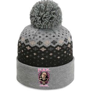 Fuck Cancer Skull And Roses Cancer Survivor Gift The Baniff Cuffed Pom Beanie