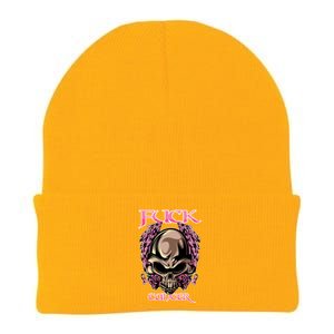 Fuck Cancer Skull And Roses Cancer Survivor Gift Knit Cap Winter Beanie