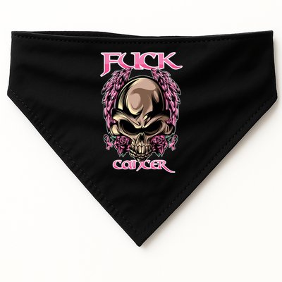 Fuck Cancer Skull And Roses Cancer Survivor Gift USA-Made Doggie Bandana