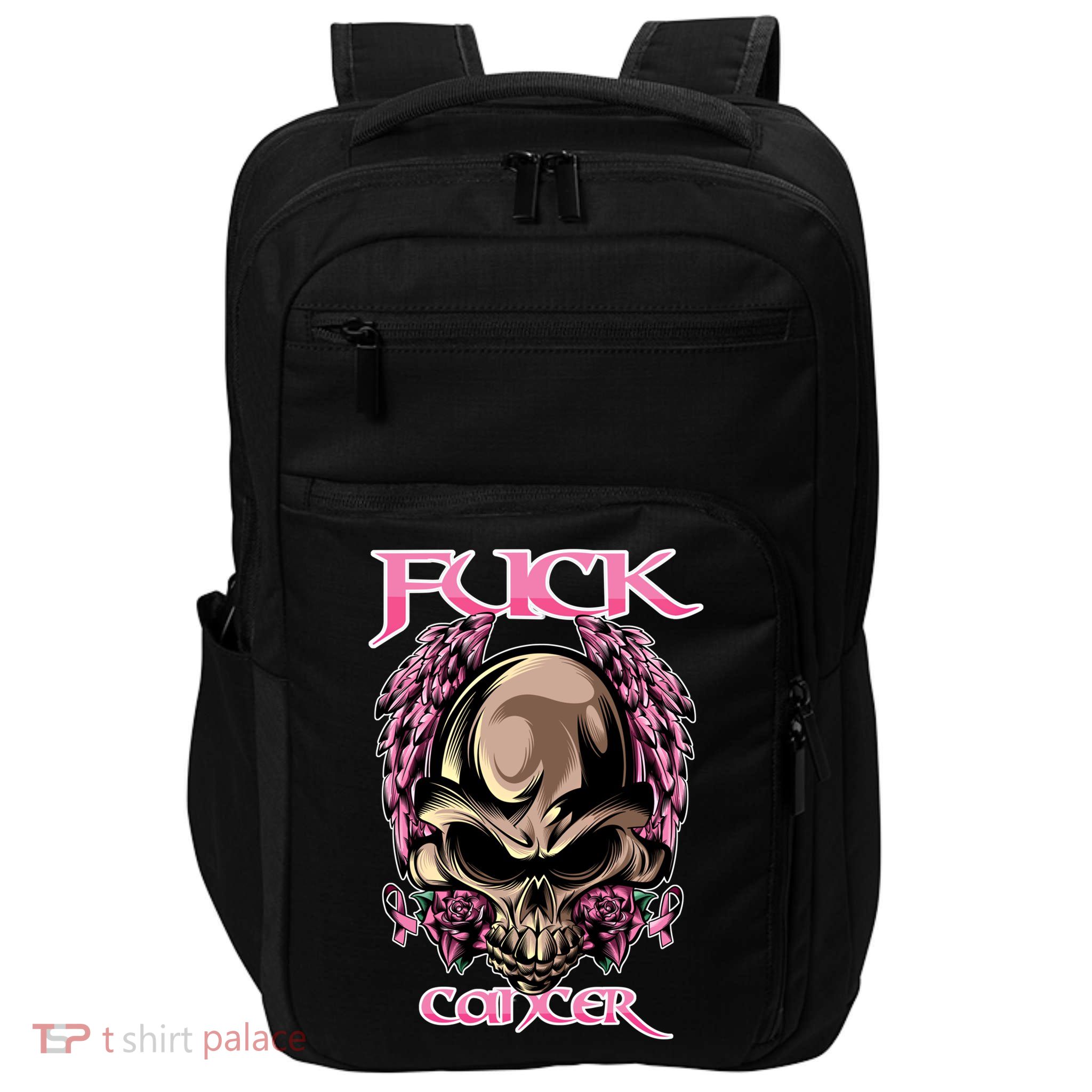 Fuck Cancer Skull And Roses Cancer Survivor Gift Impact Tech Backpack