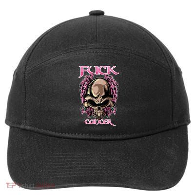 Fuck Cancer Skull And Roses Cancer Survivor Gift 7-Panel Snapback Hat
