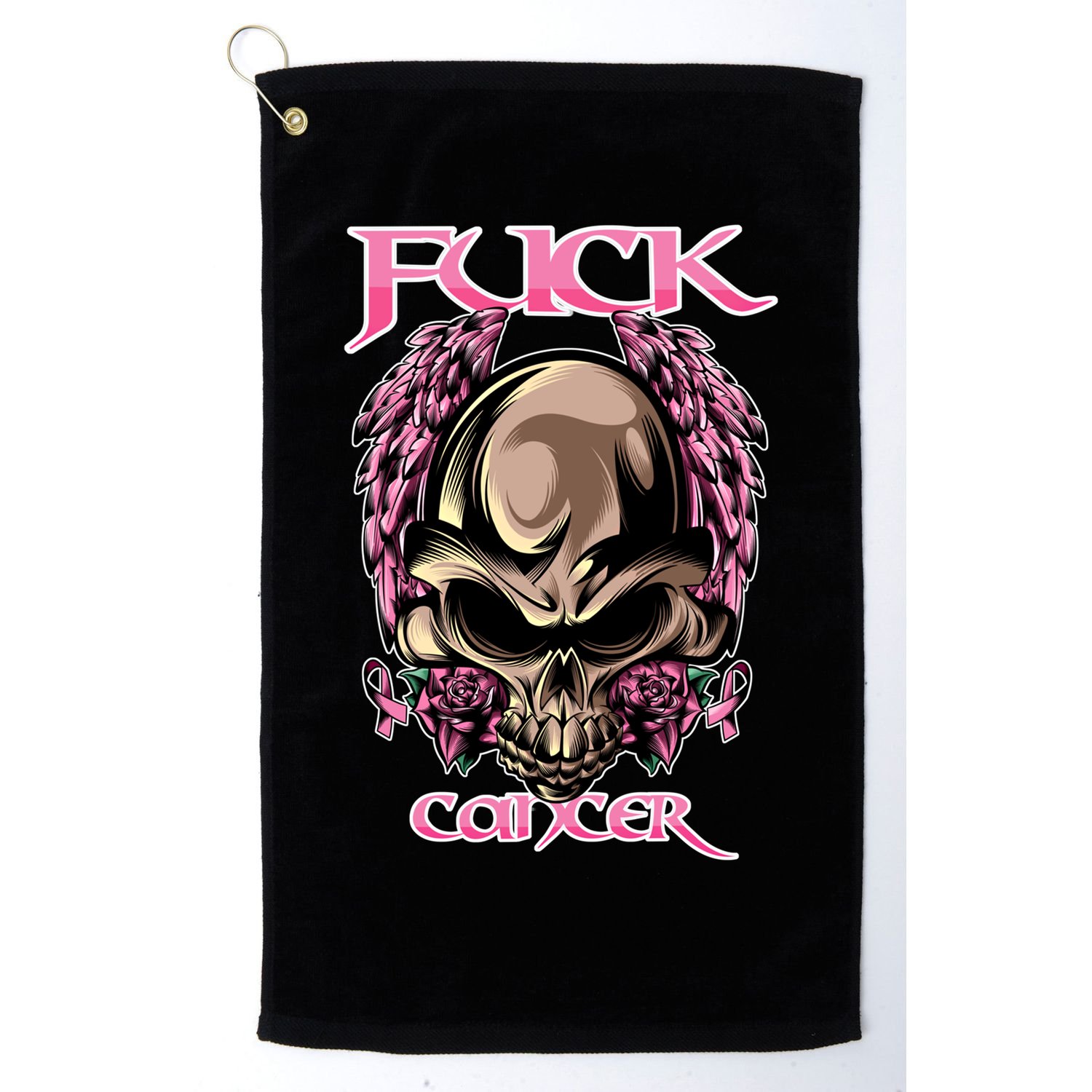 Fuck Cancer Skull And Roses Cancer Survivor Gift Golf Towel