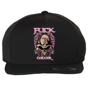 Fuck Cancer Skull And Roses Cancer Survivor Gift Wool Snapback Cap