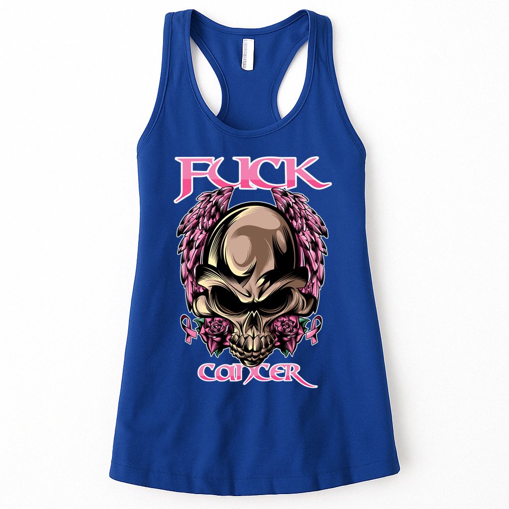 Fuck Cancer Skull And Roses Cancer Survivor Gift Womens Tank Top