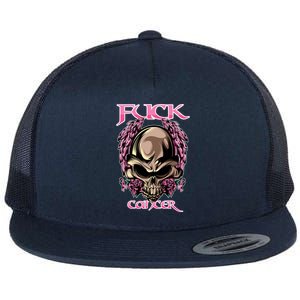 Fuck Cancer Skull And Roses Cancer Survivor Gift Flat Bill Trucker Hat