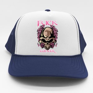 Fuck Cancer Skull And Roses Cancer Survivor Gift Trucker Hat