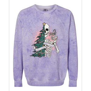 Funny Christmas Sorta Merry Sorta Scary Skeleton Xmas Tree Colorblast Crewneck Sweatshirt