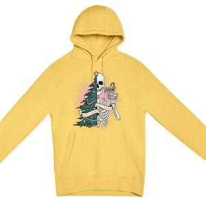 Funny Christmas Sorta Merry Sorta Scary Skeleton Xmas Tree Premium Pullover Hoodie