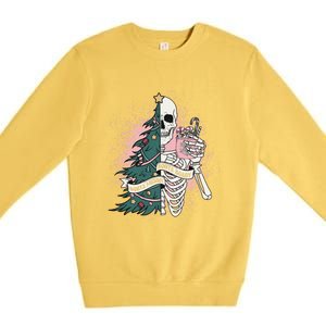 Funny Christmas Sorta Merry Sorta Scary Skeleton Xmas Tree Premium Crewneck Sweatshirt