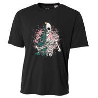 Funny Christmas Sorta Merry Sorta Scary Skeleton Xmas Tree Cooling Performance Crew T-Shirt