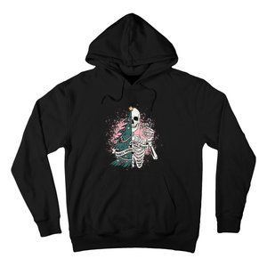 Funny Christmas Sorta Merry Sorta Scary Skeleton Xmas Tree Hoodie