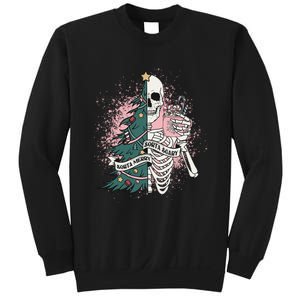 Funny Christmas Sorta Merry Sorta Scary Skeleton Xmas Tree Sweatshirt