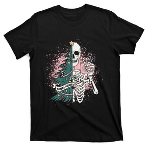 Funny Christmas Sorta Merry Sorta Scary Skeleton Xmas Tree T-Shirt