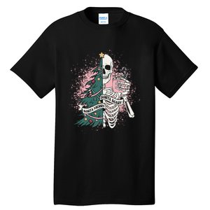 Funny Christmas Sorta Merry Sorta Scary Skeleton Xmas Tree Tall T-Shirt