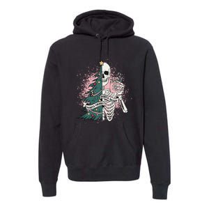 Funny Christmas Sorta Merry Sorta Scary Skeleton Xmas Tree Premium Hoodie