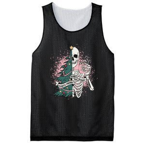 Funny Christmas Sorta Merry Sorta Scary Skeleton Xmas Tree Mesh Reversible Basketball Jersey Tank