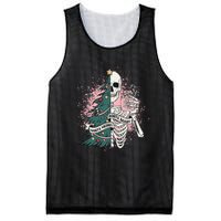 Funny Christmas Sorta Merry Sorta Scary Skeleton Xmas Tree Mesh Reversible Basketball Jersey Tank