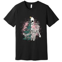 Funny Christmas Sorta Merry Sorta Scary Skeleton Xmas Tree Premium T-Shirt