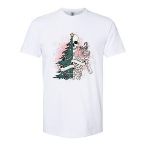 Funny Christmas Sorta Merry Sorta Scary Skeleton Xmas Tree Softstyle CVC T-Shirt