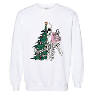 Funny Christmas Sorta Merry Sorta Scary Skeleton Xmas Tree Garment-Dyed Sweatshirt