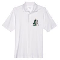 Funny Christmas Sorta Merry Sorta Scary Skeleton Xmas Tree Men's Origin Performance Pique Polo