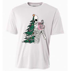 Funny Christmas Sorta Merry Sorta Scary Skeleton Xmas Tree Cooling Performance Crew T-Shirt