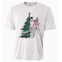 Funny Christmas Sorta Merry Sorta Scary Skeleton Xmas Tree Cooling Performance Crew T-Shirt