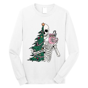 Funny Christmas Sorta Merry Sorta Scary Skeleton Xmas Tree Long Sleeve Shirt