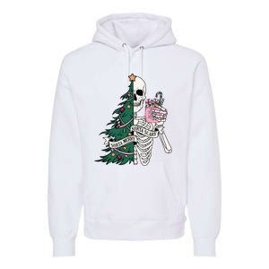 Funny Christmas Sorta Merry Sorta Scary Skeleton Xmas Tree Premium Hoodie